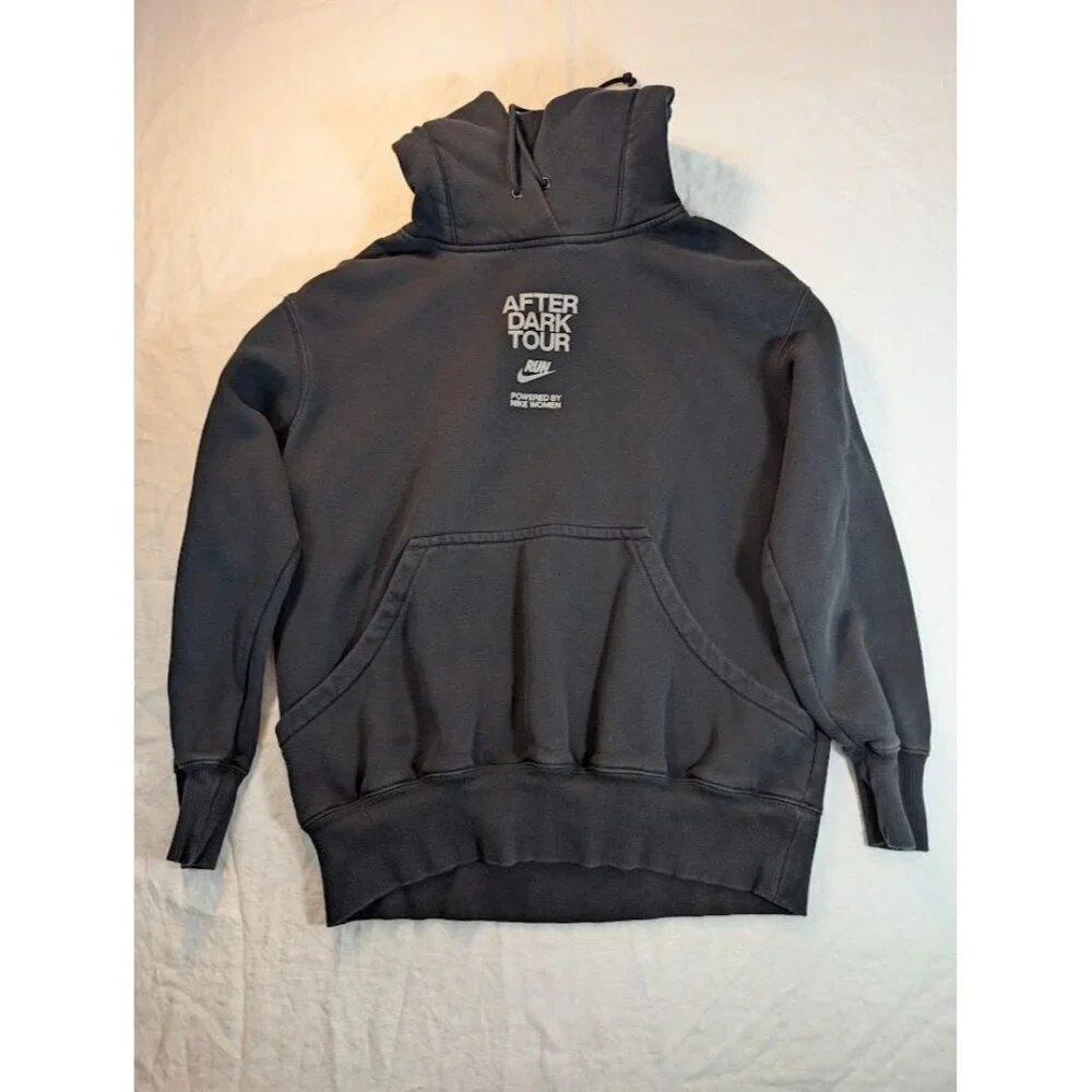 Nike After Dark Tour women's size XS black hooded sweatshirt oversized fit SW4